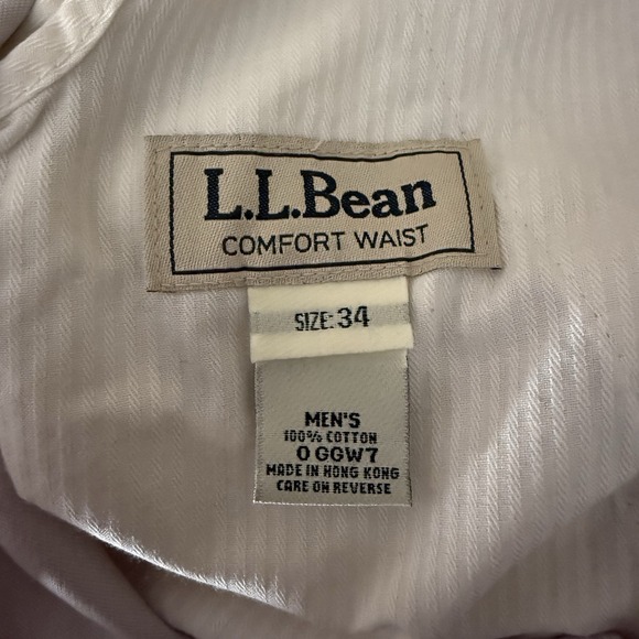 LL Bean Mens Comfort Waist Chino Pants Light Beige Flat Front Relaxed Fit Sz: 34 - Picture 3 of 3